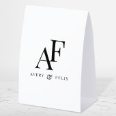 Plaque De Table Wedding Monogram Black and White Elegant Simple