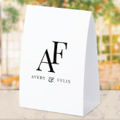 Plaque De Table Wedding Monogram Black and White Elegant Simple