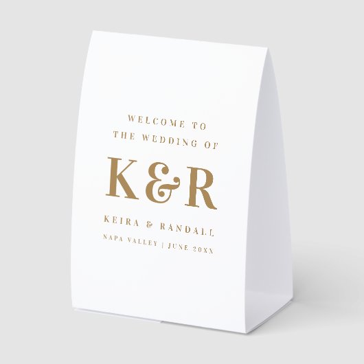 Plaque De Table Wedding Monogram Gold and White Welcome (Recto)