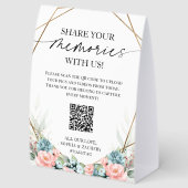 Plaque De Table Wedding QR Code Share Your Memories Photo Upload (Arrière)