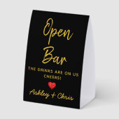 Plaque De Table Wedding Reception Open Bar Drinks are on us Drink (Verso)