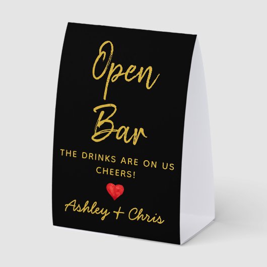 Plaque De Table Wedding Reception Open Bar Drinks are on us Drink (Recto)