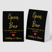 Plaque De Table Wedding Reception Open Bar Drinks are on us Drink (Recto/verso)