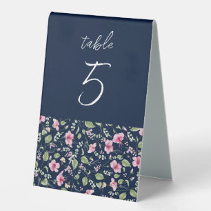 Plaque De Table Wedding shower en fleur d'Hibiscus rose bleu marin
