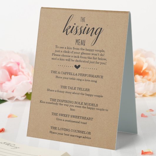 Plaque De Table Wedding shower Jeu Le Menu Baiser (In SItu (Mariage))