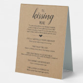 Plaque De Table Wedding shower Jeu Le Menu Baiser (Verso)