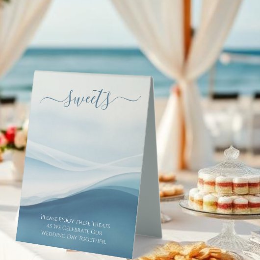 Plaque De Table Wedding Sweet Treats Sign-Serene Blue Abstract