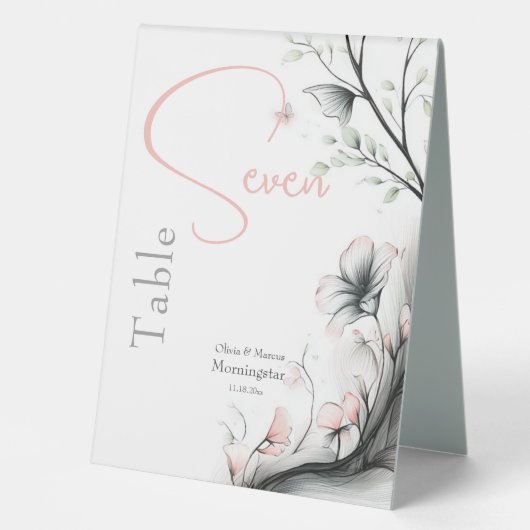 Plaque De Table Whimsical Delicate Blush Floral Branch  (Recto)