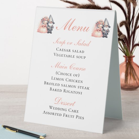 Plaque De Table Whimsical Gnome Bride & Groom Rustic Mariage Menu (En SItu (Tableau))