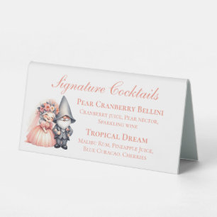Plaque De Table Whimsical Gnome Rustic Mariage Signature Cocktails