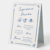 Plaque De Table Whimsical Hand Drake Navy Blue Signature Boissons (Recto)