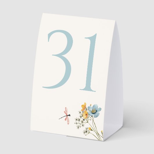Plaque De Table Whimsical Wildflower Meadow Wedding Table Number (Verso)