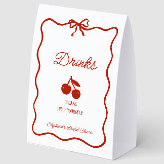 Plaque De Table Whimsy Red She's the Cherry on Top Bridal Shower