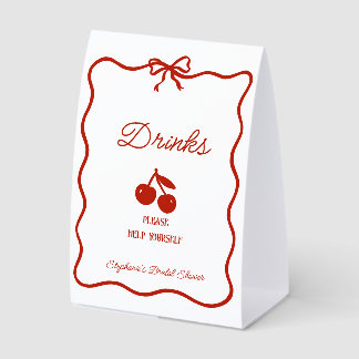Plaque De Table Whimsy Red She's the Cherry on Top Bridal Shower