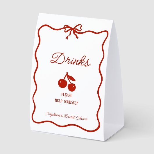 Plaque De Table Whimsy Red She's the Cherry on Top Bridal Shower (Recto)