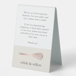 Plaque De Table Whisk d'or rose Boulangerie - Sécurité des alime