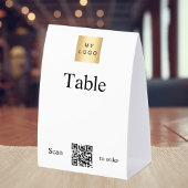 Plaque De Table White black business logo QR code table number DIY