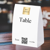 Plaque De Table White black business logo QR code table number DIY