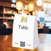 Plaque De Table White black business logo QR code table number DIY
