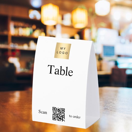 Plaque De Table White black business logo QR code table number DIY