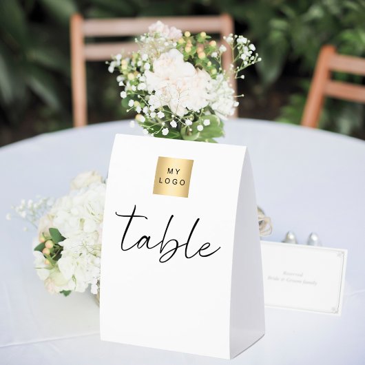 Plaque De Table White black business logo table numbers DIY