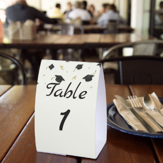 Plaque De Table White Cap & Confetti Graduation