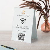 Plaque De Table Wifi business logo qr code scan to connect (En SItu (Tableau))