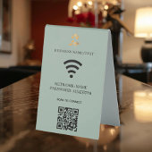 Plaque De Table Wifi business logo qr code scan to connect green