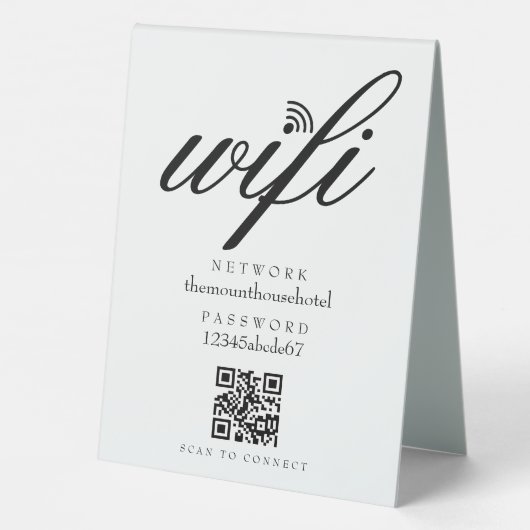 Plaque De Table Wifi Network Password QR Code (Verso)