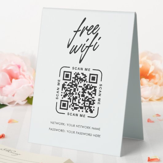 Plaque De Table Wifi Network QR Code Modern Business (In SItu (Mariage))