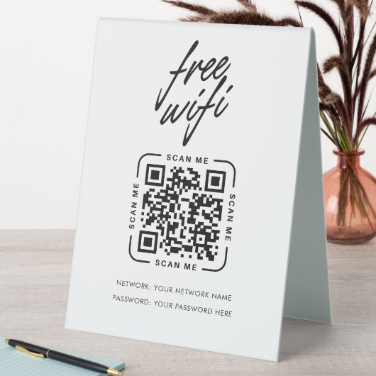 Plaque De Table Wifi Network QR Code Modern Business (En SItu (Tableau))