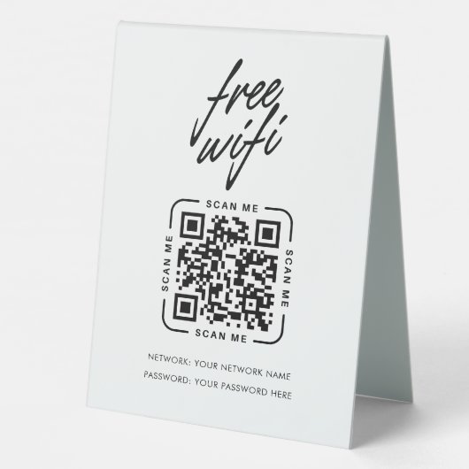 Plaque De Table Wifi Network QR Code Modern Business (Verso)