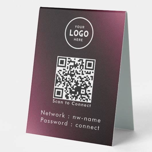 Plaque De Table WiFi Network Scan QR Code pour connecter Internet (Recto)
