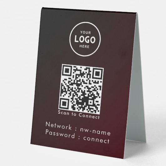 Plaque De Table WiFi Network Scan QR Code pour connecter Internet (Verso)