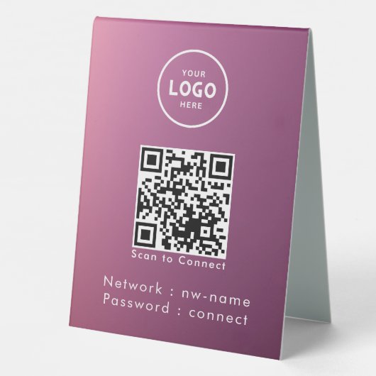 Plaque De Table WiFi Network Scan QR Code pour connecter Internet (Verso)