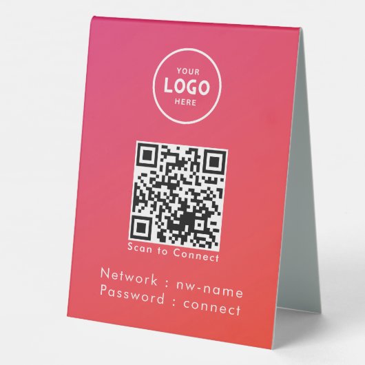 Plaque De Table WiFi Network Scan QR Code pour connecter Internet (Verso)