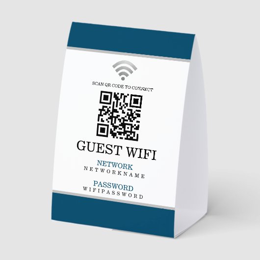Plaque De Table Wifi Password and Network Personalized QR Code (Verso)