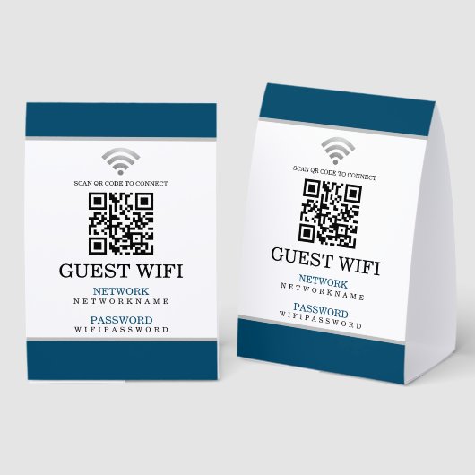 Plaque De Table Wifi Password and Network Personalized QR Code (Recto/verso)