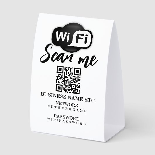 Plaque De Table Wifi Password and Network Personalized QR Code (Recto)