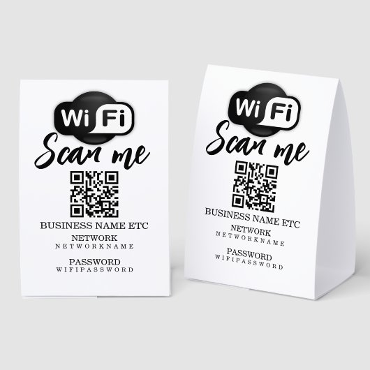 Plaque De Table Wifi Password and Network Personalized QR Code (Recto/verso)