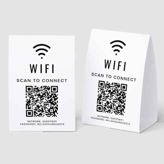 Plaque De Table WiFi QR Code (Recto/verso)