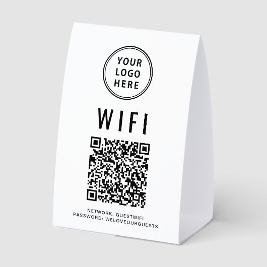 Plaque De Table WiFi QR Code Business Logo (Verso)