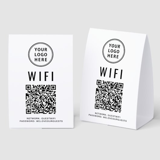Plaque De Table WiFi QR Code Business Logo (Recto/verso)