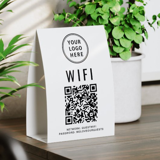 Plaque De Table WiFi QR Code Business Logo