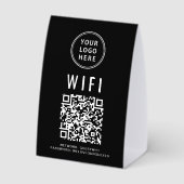 Plaque De Table WiFi QR Code Business Logo Black (Verso)