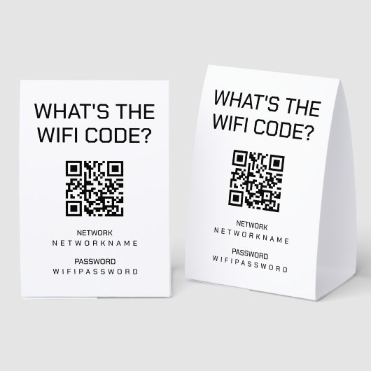 Plaque De Table Wifi QR Code Password and Network Personalized  (Recto/verso)