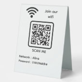 Plaque De Table WiFi QR Code Scan Me Rejoignez Notre Mot De Passe  (Recto)