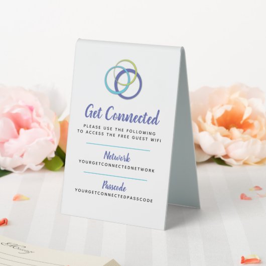 Plaque De Table Wifi réseau code d'accès info client anneaux bleus (In SItu (Mariage))