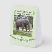 Plaque De Table Wild One ElephantTabletop Party Sign (Recto)