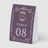 Plaque De Table Wildflower Crest Dusty Purple Wedding Table Number (Verso)